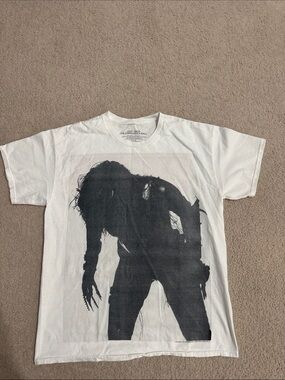 Lady Gaga White Short-Sleeve Graphic Tee with Black Silhouette Print
